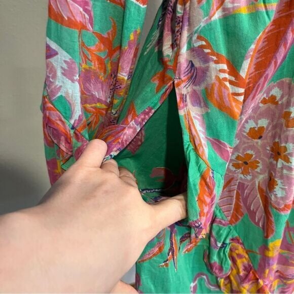 Benjanan Floral Flamingo print mini long sleeve Dress size medium - Picture 5 of 15